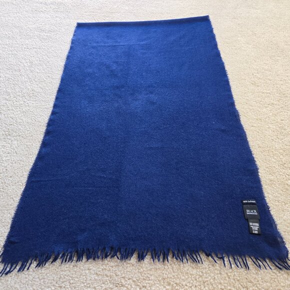 Black Saks Fifth Avenue Woven Cashmere Scarf Blue - Picture 8 of 15